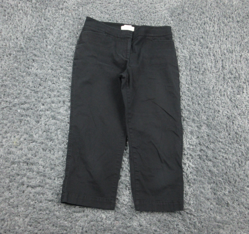 Talbots Pants Womens 8 Petite Black Curvy Cropped Stretch Spandex Comfort 31x20*